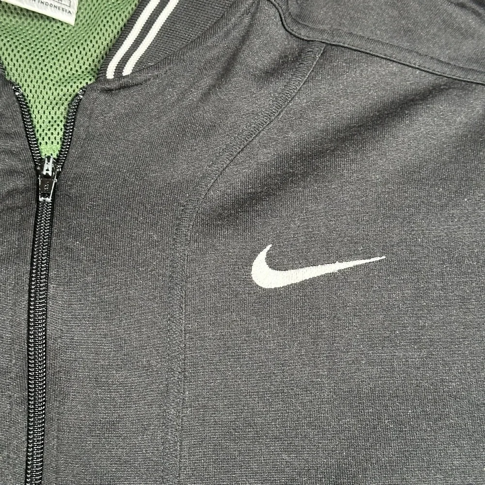 Nike Y2K Zip Jacket Short Sleeve Black Mesh Lined Swoosh Mens M Vintage